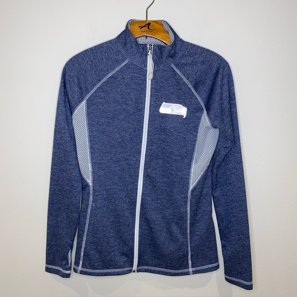 Seattle Seahawks Majestic Blue Zip Up Jacket Lightweight NFL Woman’s Size S